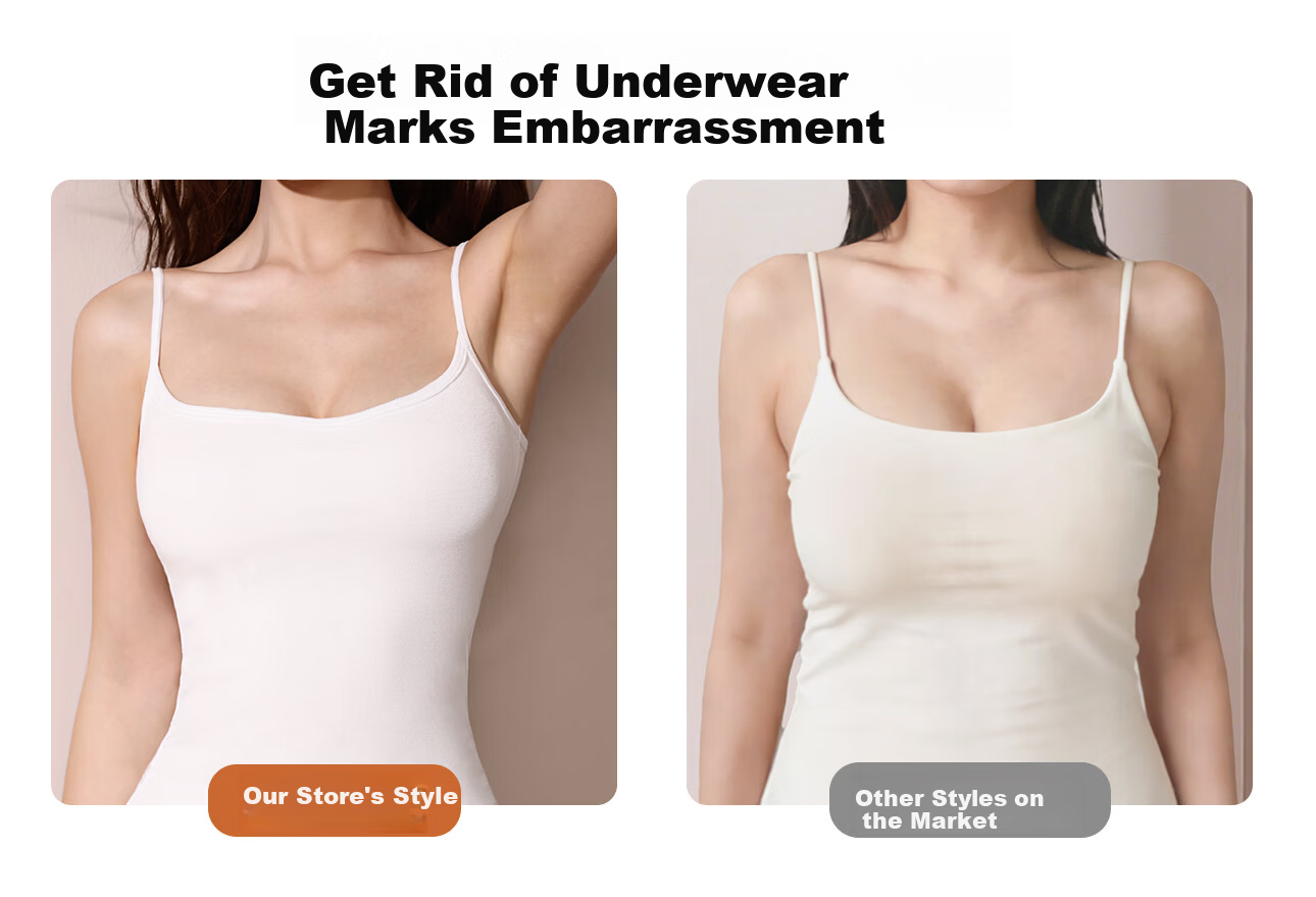 PINK AMY Pinkamy Peach Waist White Camisole Tank Top Women's Innerwear Basic Shirt 12