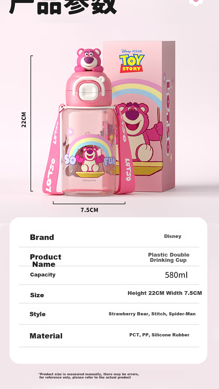 Disney Large Capacity Straw Water Bottle High-Quality Cup for Men and Women Children's Student Sports Water Bottle Summer Gift 13