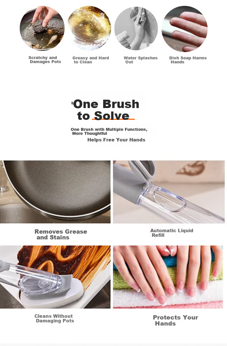 Bingyou Natural Palm Pot Scrubber Kitchen Non-Stick Soft Bristle Dish Brush Single Pack 2