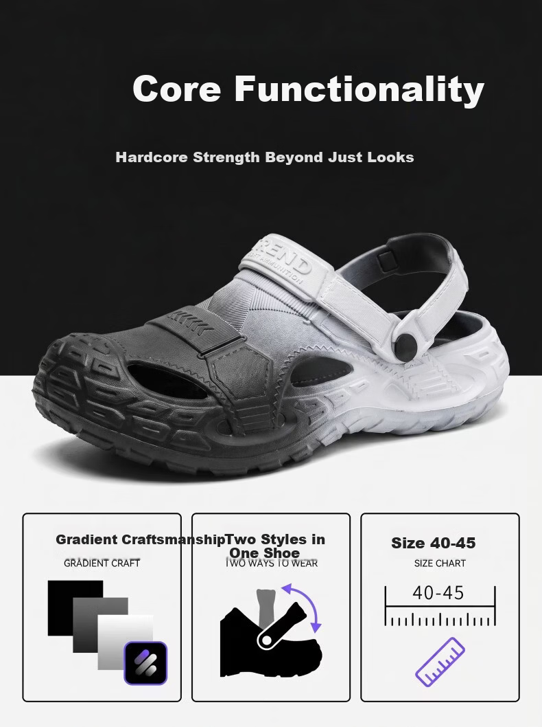 HIPANDA Men's Non-Slip EVA Hole Shoes Thick Sole Height Increasing Breathable Comfortable Open Toe Beach Driving Sandals 2