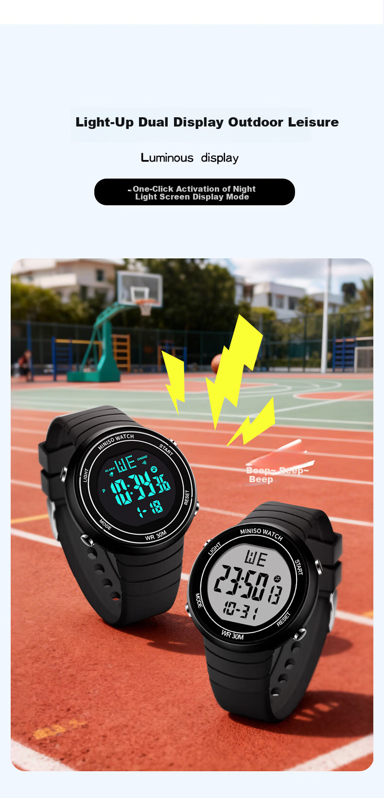 MINISO Digital Watch for Men and Women, Students, Waterproof, Durable, Sports Watch for Children and Teens 9