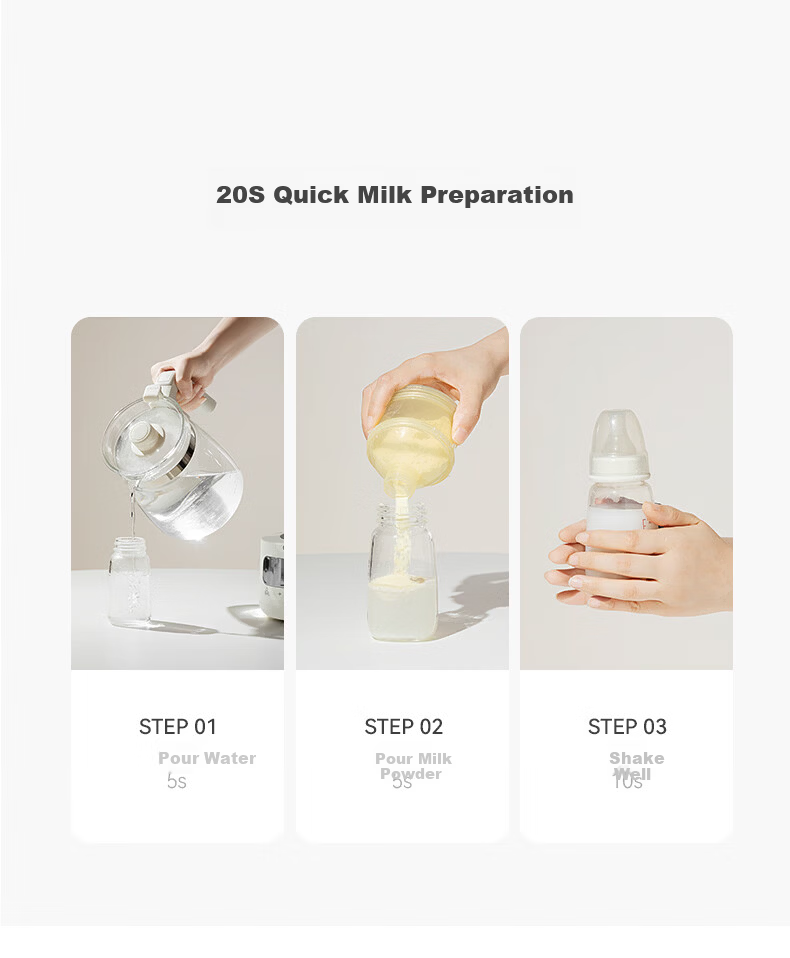 GLASSLOCK GAILANG 1.3L Glass Temperature-Controlled Kettle Baby Formula Warmer Infant Grade Hot Water Kettle 7