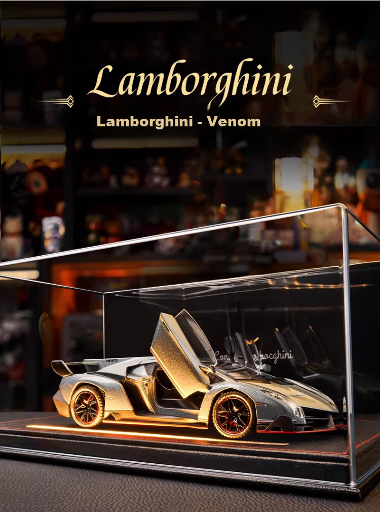 Fozao Lamborghini Sports Car Model Children's Educational Toy Boys Birthday Gift Poison Collection Silver + Leather Dust Cover 2