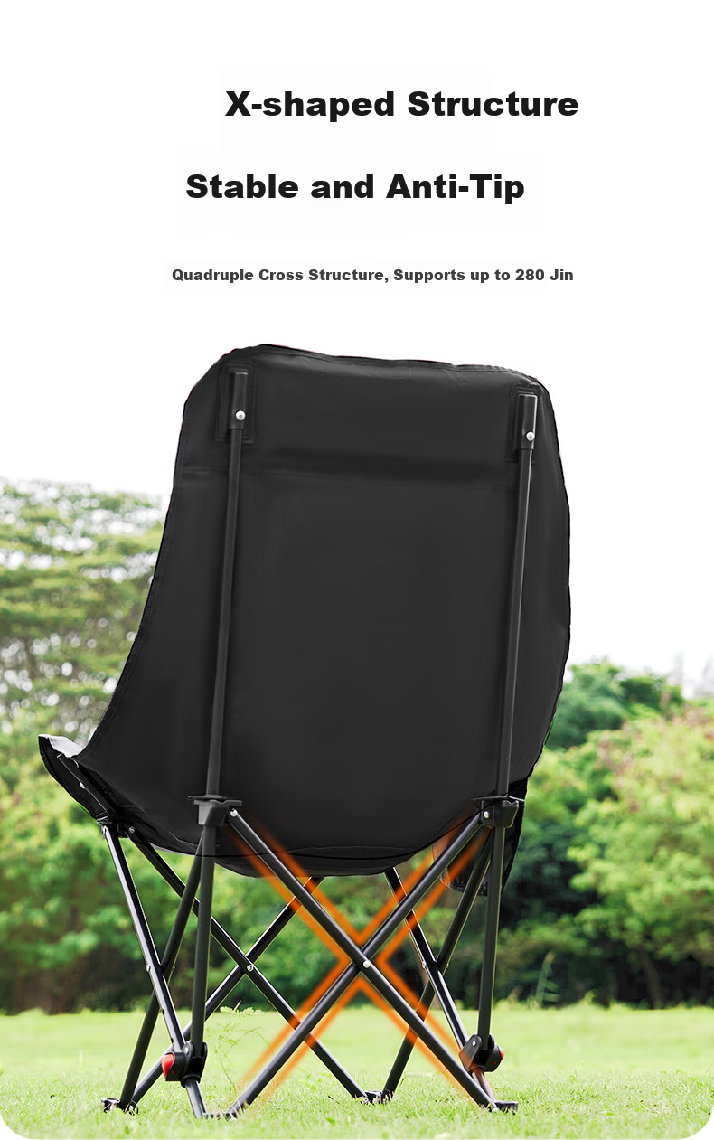 Waterman Outdoor Folding Chair Portable Recliner High Back Moon Chair with Footrest Three-Level Adjustment Picnic Camping Nap Chair 12