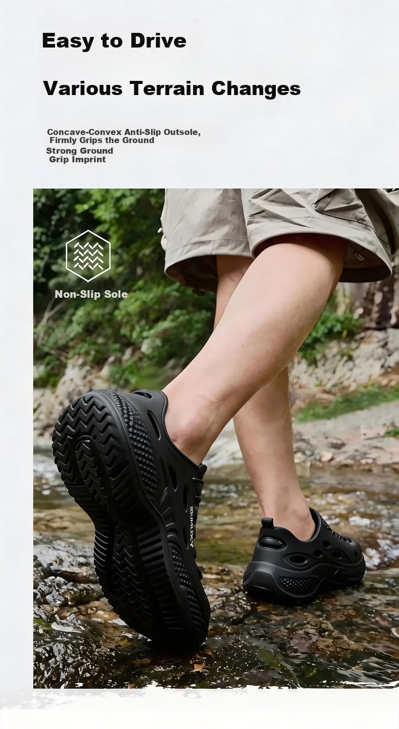 Qiumuxi Men's Summer Water Crossing Hollow Shoes EVA Non-Slip Thick Sole Outdoor Sports Beach Sandals 6