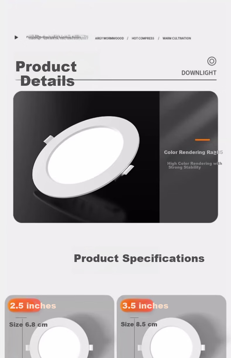 Fanyao LED Downlight 2.5 Inch 5W Neutral Light 4000K Ultra-thin Recessed Ceiling Light Crystal Lamp Cutout Size 75-85mm 14