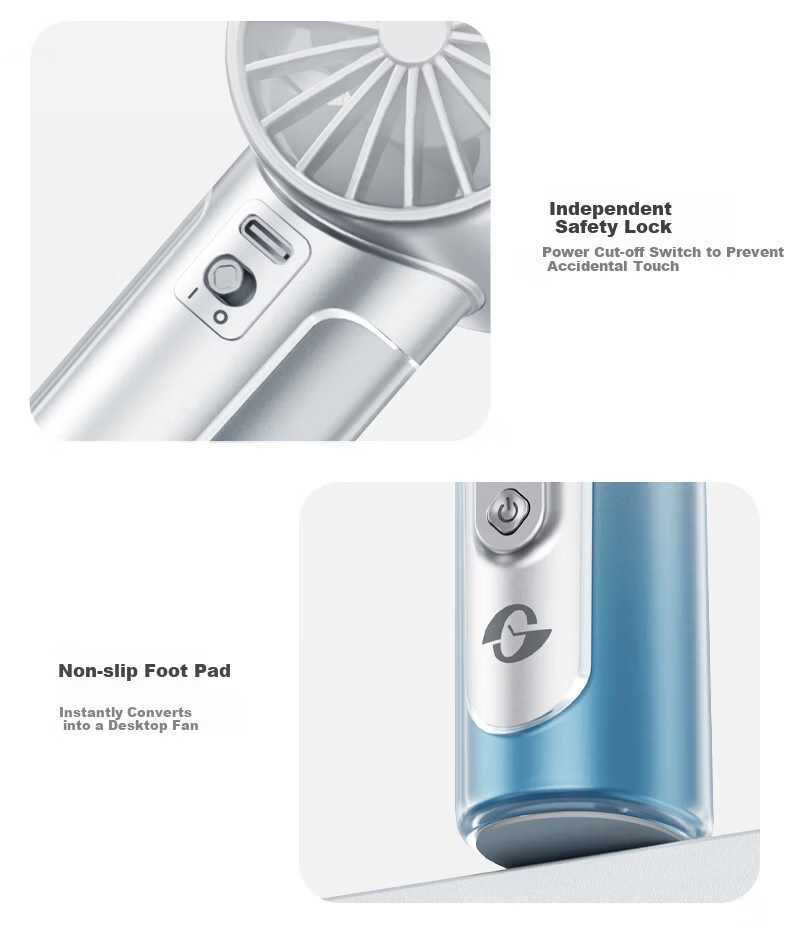 DaFeng Time Innovative Display Endurance Technology High-Speed Handheld Timer Fan Silent Portable Personal Cooling Rechargeable Long-Lasting Mini Powerful Small Electric Fan 11