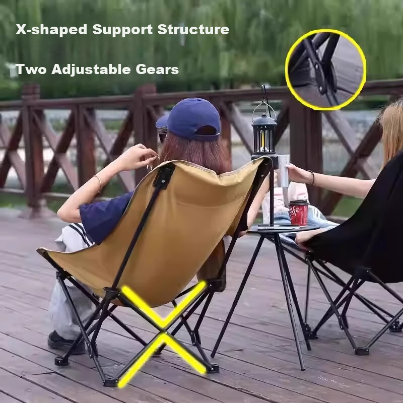 Shunyou Outdoor Folding Camping Chair Recliner Portable Folding Stool Fishing Stool Moon Chair with Footrest SY-1402
