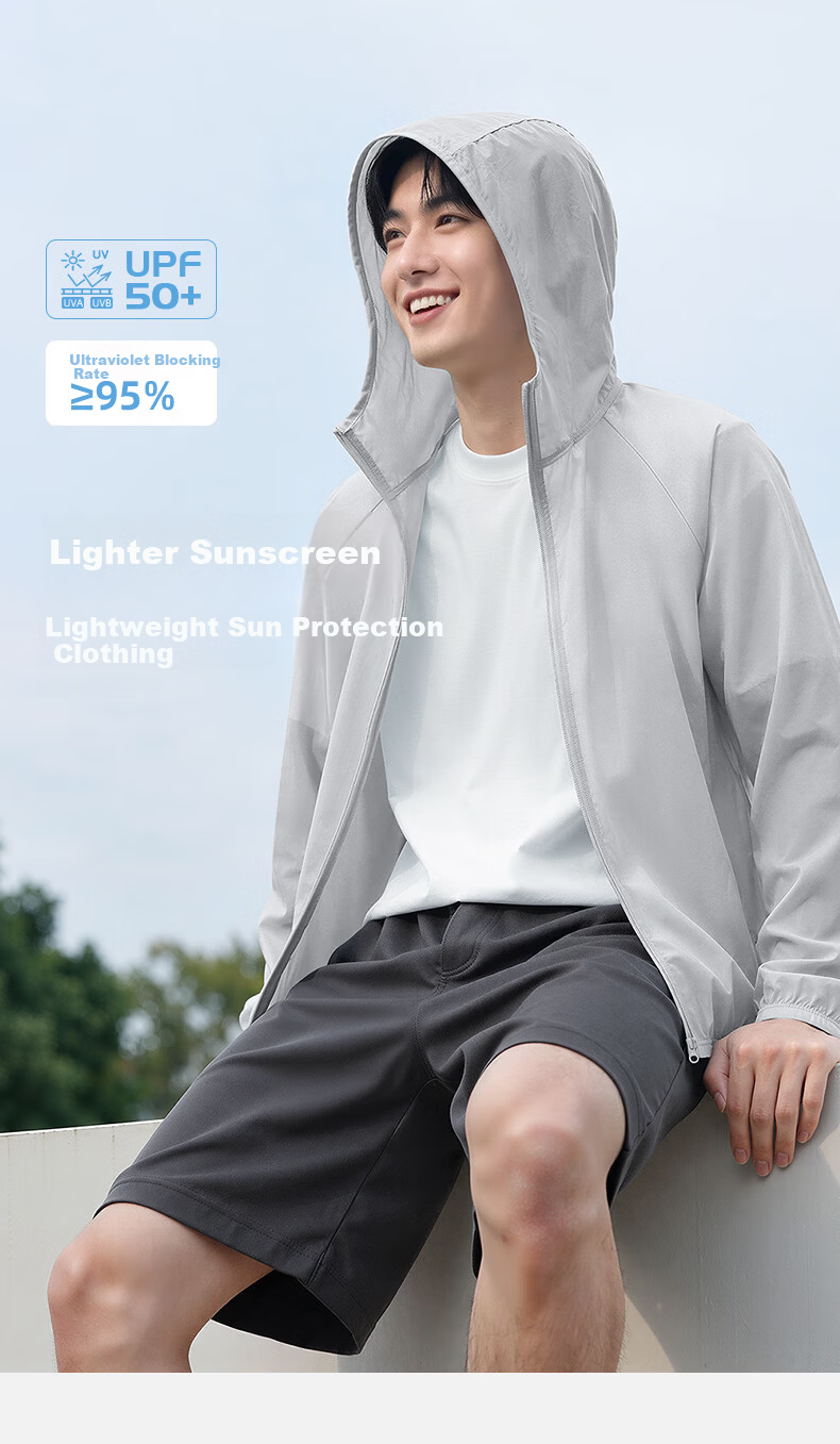 Baleno S&K Series Solid Color Sun Protection Jacket Men Summer New Casual Lightweight Cardigan Men's Outerwear 2