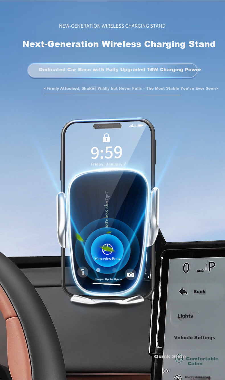 Newsmy Mercedes-Benz Wireless Car Charger Phone Holder for 2024-2026 Mercedes-Benz E-Class 7