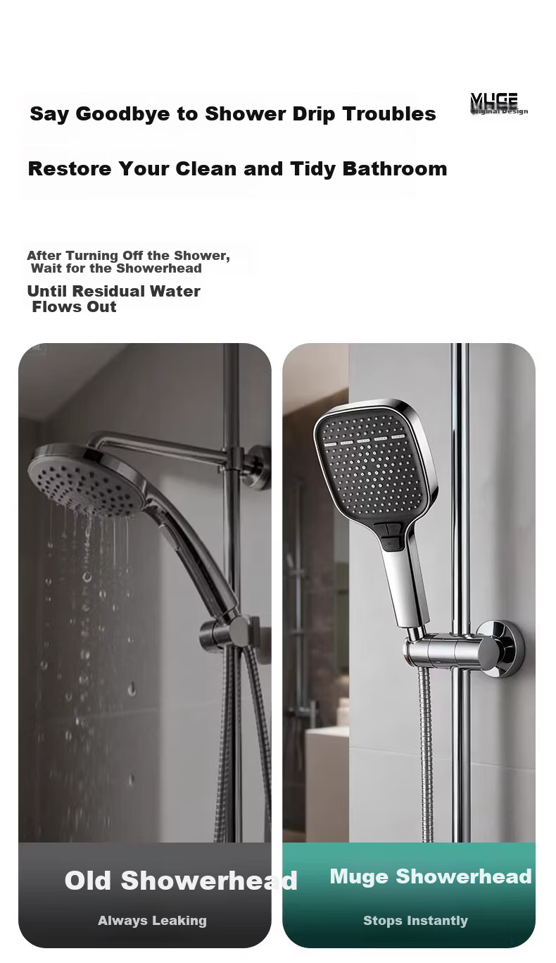 MUGE High Pressure Shower Head Powerful Water Flow Universal Single Head Handheld Bathroom Shower Sprayer 8