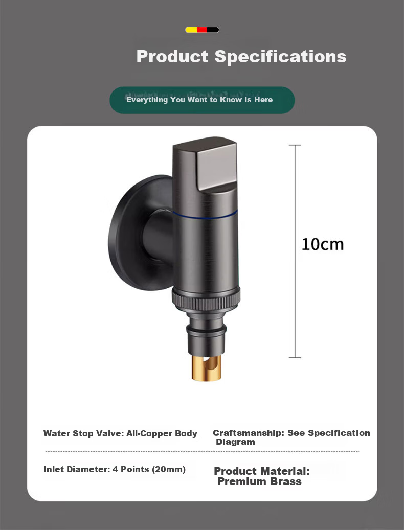 HOMK [Germany] Washing Machine Faucet One In Three Out Angle Valve 4-Point Angle Valve High Flow Water Distributor for Bathroom 16