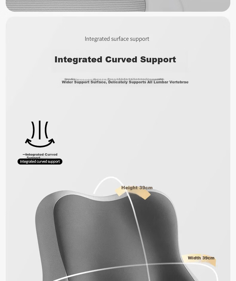 YOCOK Lumbar Support Pillow Office Waist Cushion Long Sitting Backrest Chair Deep Gray Version 11