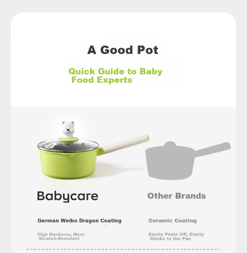 Babycare Baby Food Pot Milk Pot Children's Non-stick Frying Pan Multifunctional Milk Pot - Highland Original Power Green Lunch Box 3