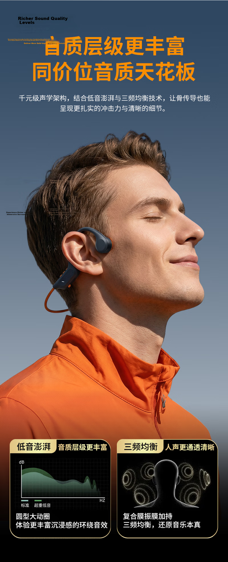 Skyworth G7 Bone Conduction Bluetooth Open-Ear True Wireless Neckband Sports Running Call Noise Cancelling Long Battery Life Music Headphones Compatible with Huawei Apple High Gloss Black 5