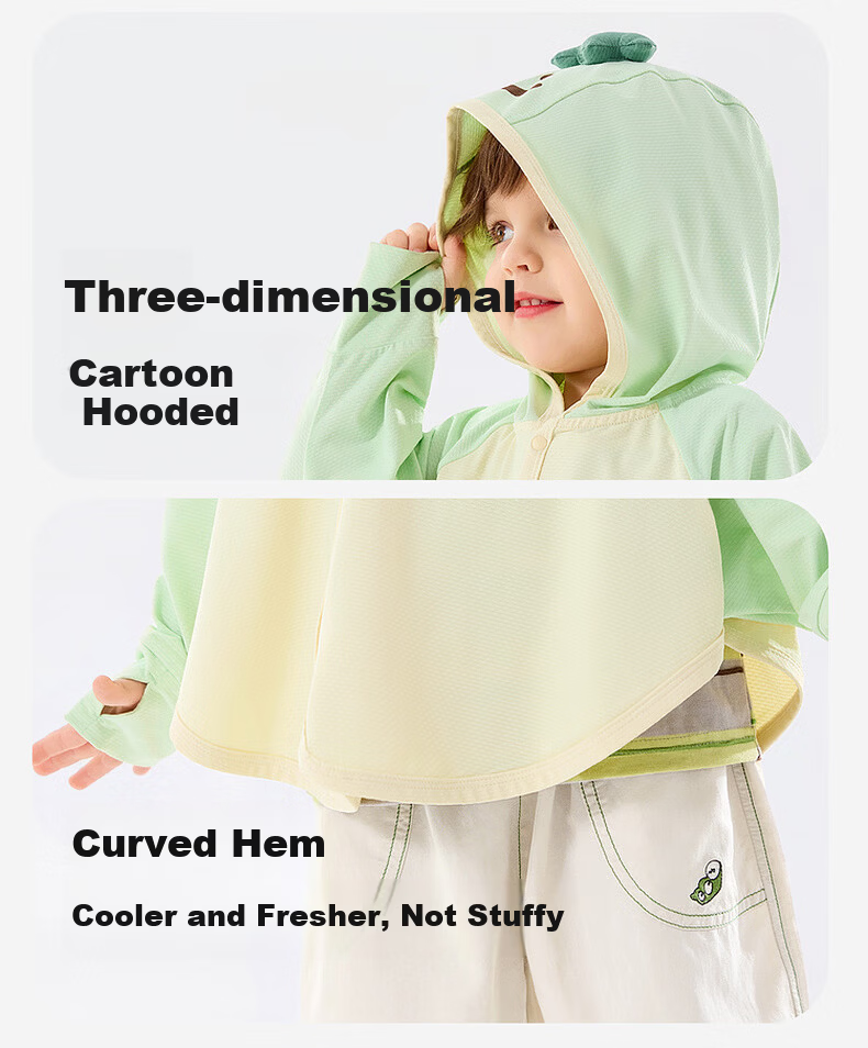 Dudu Kids [UPF50+] Baby Sun Protection Jacket Summer Children's Lightweight Coat Boys Girls Green 110 11