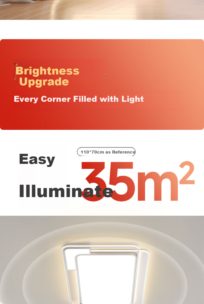 Kuka LED Ceiling Light Nordic Eye Protection PR Lighting Living Room Lamp Three-Bedroom Two-Living Room Smart Set 110cm [Installation Included] 8
