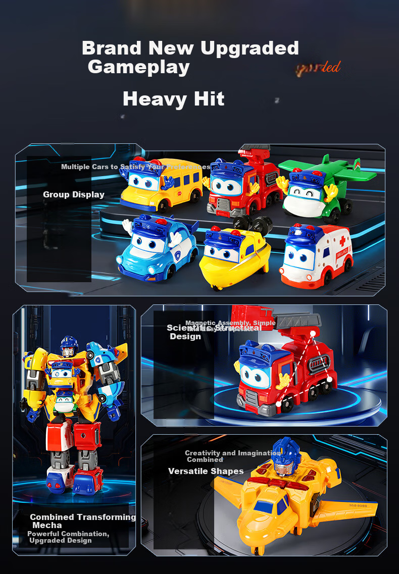 Anby Families Kids Transformable School Bus Fire Truck Toy 3-6 Years Boys Car Model Children's Day Gift 2