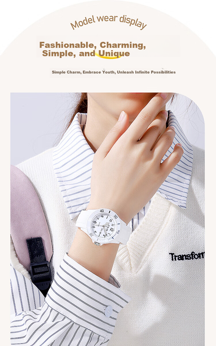 COJR Women's Watch Silicone Waterproof Luminous Electronic Quartz for High School Students Exam Use 12