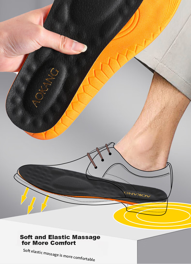 Aokang Genuine Leather Soft Cowhide Insole for Men’s Shoes, High-Elastic Sponge Sports Insole, Shock Absorbing, Breathable, Comfortable for Military Training and Long Standing 11