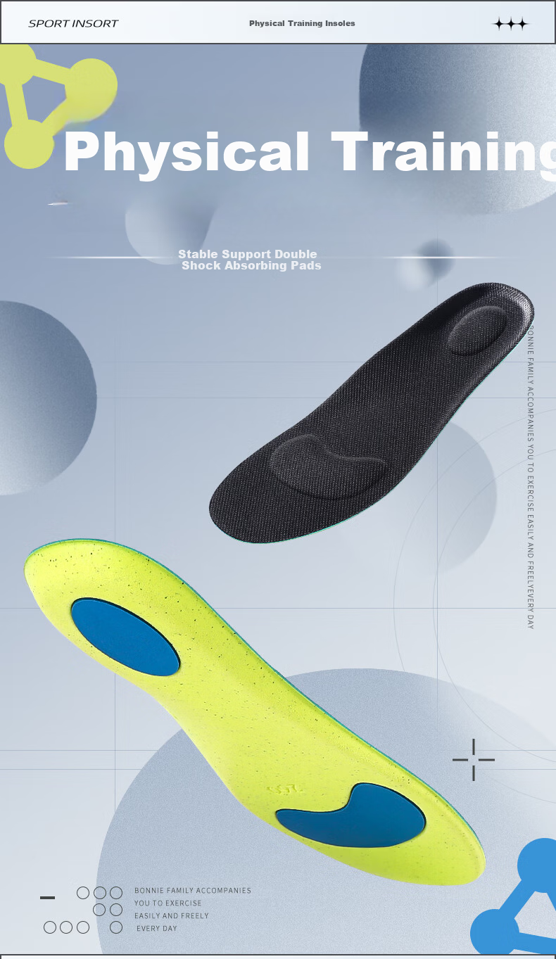 3515 Outdoor Training Sports Insoles for Men Shock Absorption Soft Cushioning Breathable Sweat-Absorbing Odor-Resistant Antibacterial Size 41 2