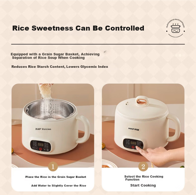 HAP [Price Protection 618] Rice Cooker with Low Sugar Separation, Small Non-Coated Deglazed Electric Rice Cooker, Dorm Mini Hot Pot, Multifunctional Steaming And Cooking All-In Small Appliance 6