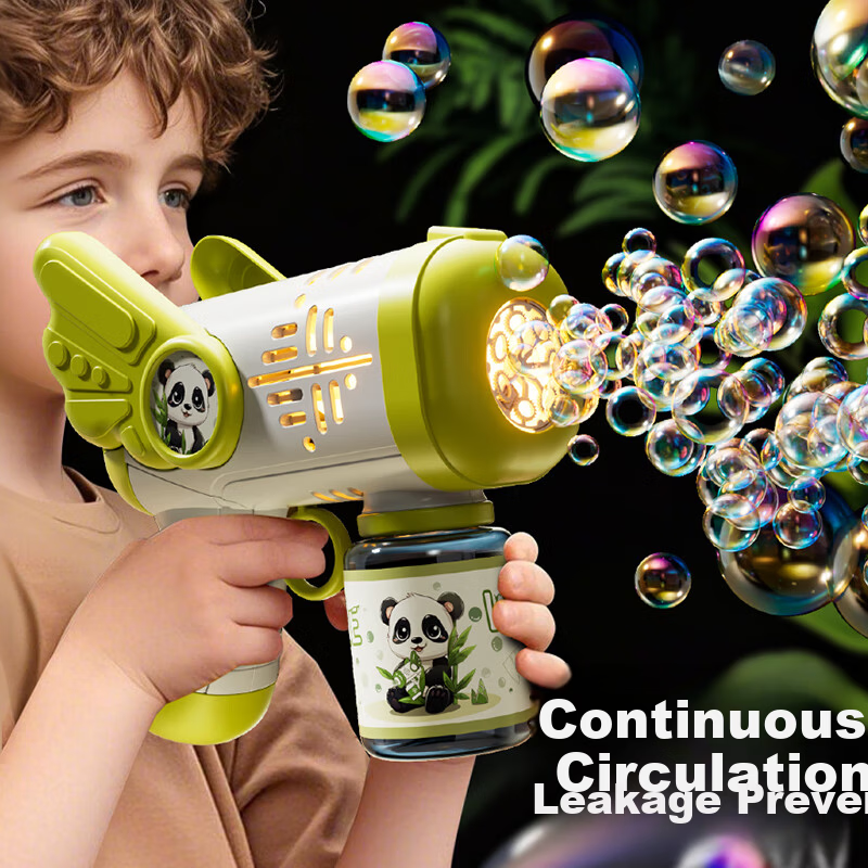 Guou Bubble Machine Children's Toy Panda Handheld Automatic Light-Up Bubble Blower Electric Kids' Day Gift