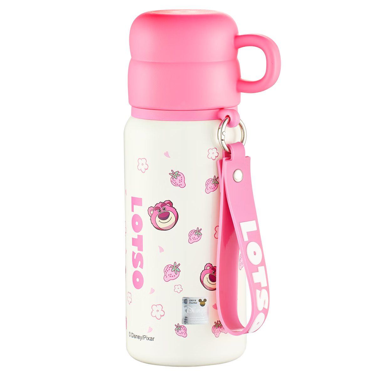 Disney Children's Insulated Cup, 316 Stainless Steel Straw Direct Drinking Water Bottle, Kindergarten Elementary School Dual Drinking Water Bottle, Strawberry Bear Desig