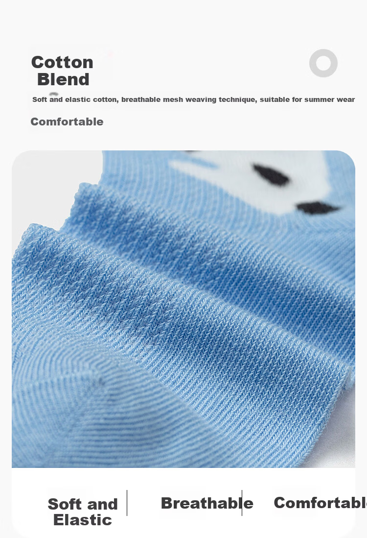 Balabala Kids Socks Summer Mesh Breathable Boys Short Socks Cute Two-Pack [Mall Same Style] 1