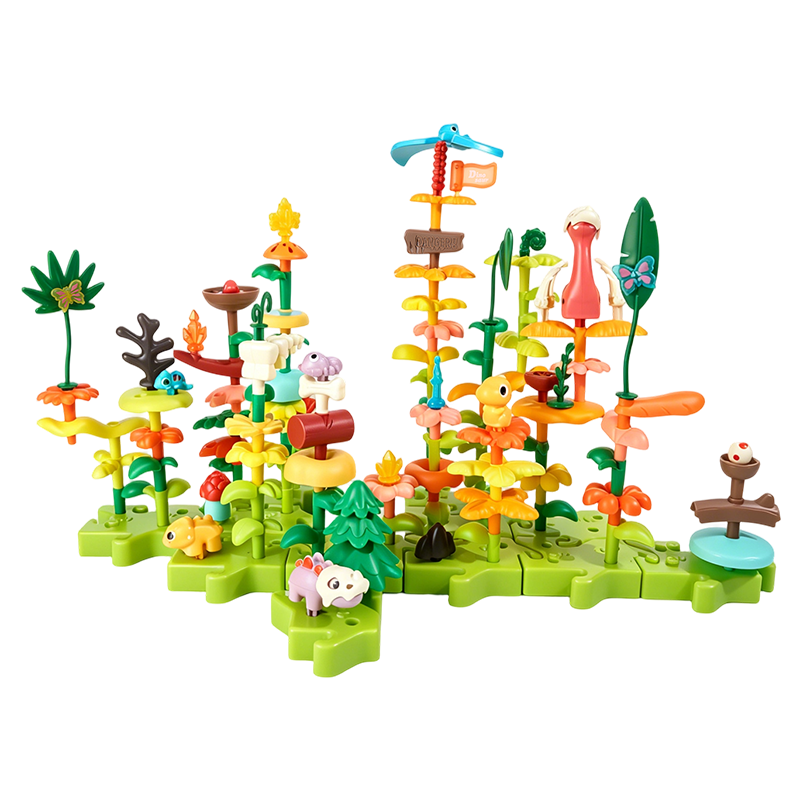 Leleyu 3-6 Years Old Large Block DIY Dinosaur Building Blocks Toy Storage Box 129 Pieces Birthday Gift for Boys and Girls