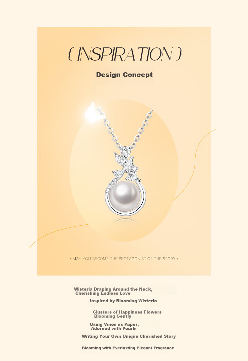 Lao Feng Xiang Freshwater Pearl Pendant Sterling Silver Women's New Necklace Heartfelt Birthday Gift Practical High-End Girlfriend Wife 3