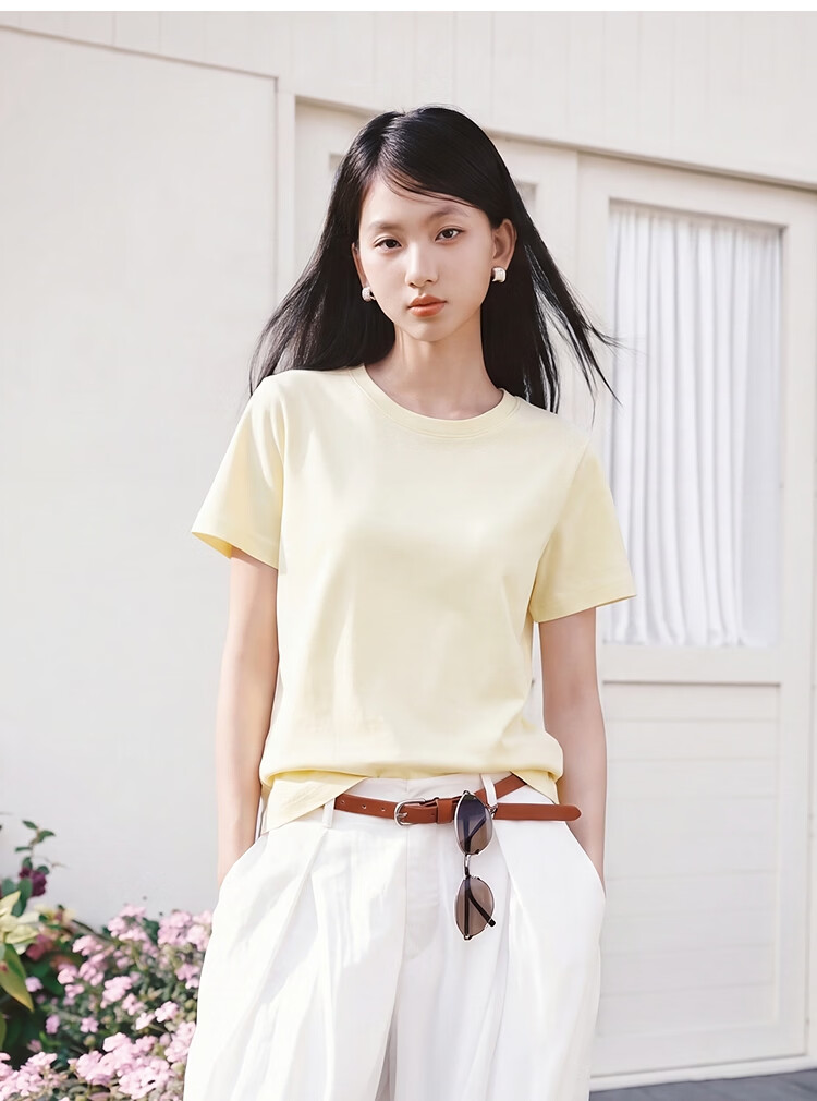 Semir Mall Style | Women's Summer Short Sleeve T-Shirt Solid Color Crew Neck Regular Shoulder Top 2026 Versatile Shirt 101926100001 36