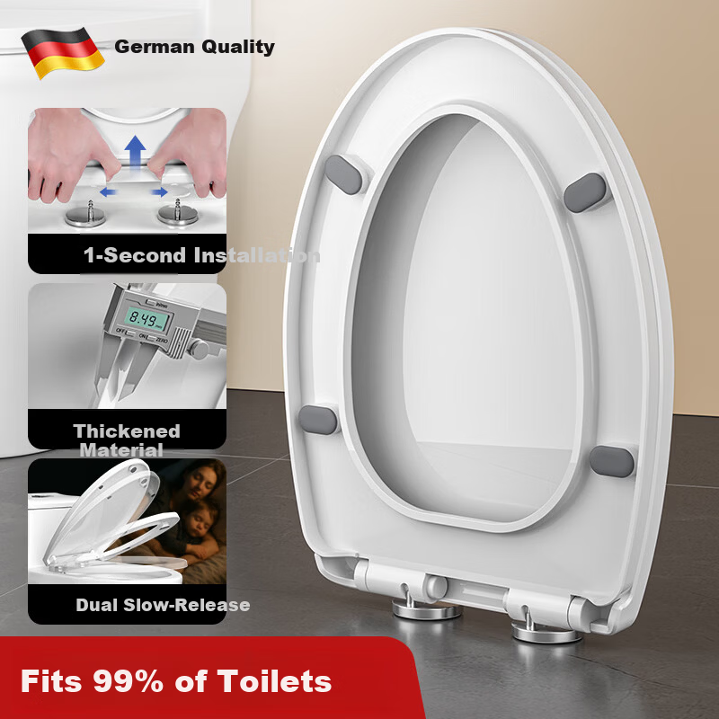 Taoshi V-Shaped Universal Toilet Seat Cover Double Slow-Closing Extra Thick Household Old-Style Toilet Lid