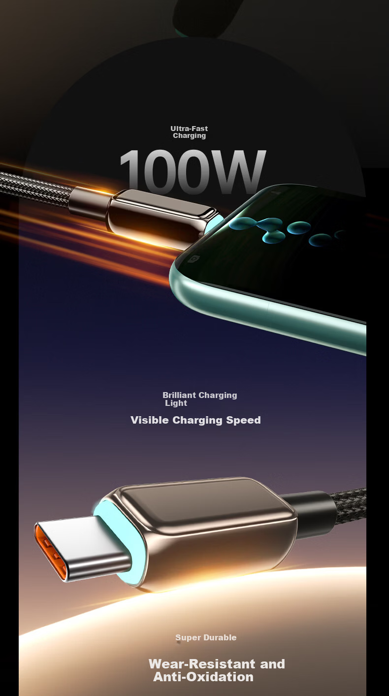 Aomake Super Fast Charging Type-C Data Cable 6A/5A Charger Cable 100W/66W Compatible with Huawei Mate60/40/30 Vivo Honor Oppo Xiaomi Smartphones 3