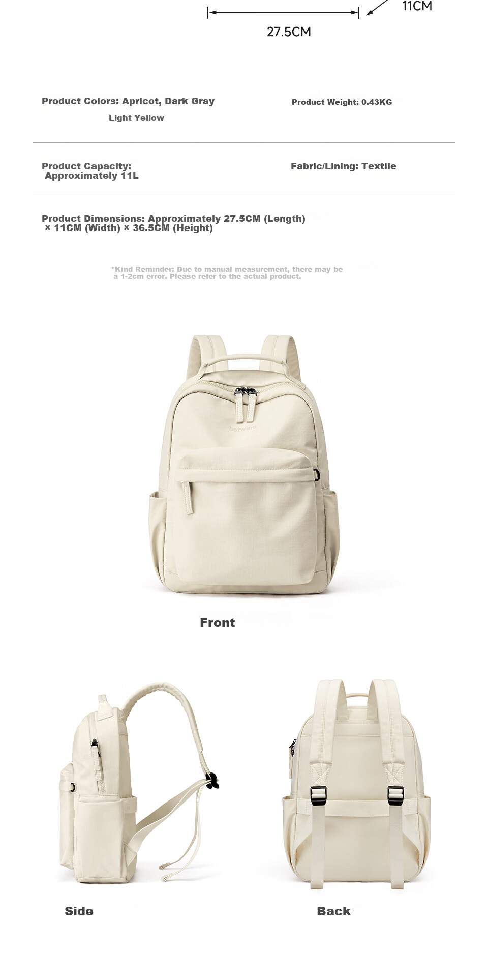 Hotwind Women's Backpack 2026 New College Student School Bag Junior High High School Laptop Bag Outdoor Lightweight Commuter Fashion Backpack 17
