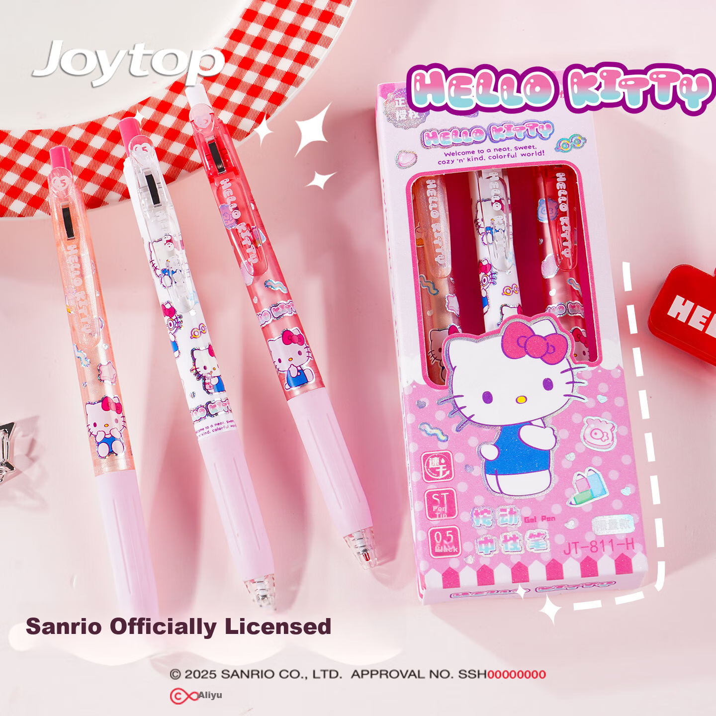 Joytop Hello Kitty Officially Licensed 0.5mm Gel Pen Cute High-Value Limited Edition Office Supplies 3-Pack