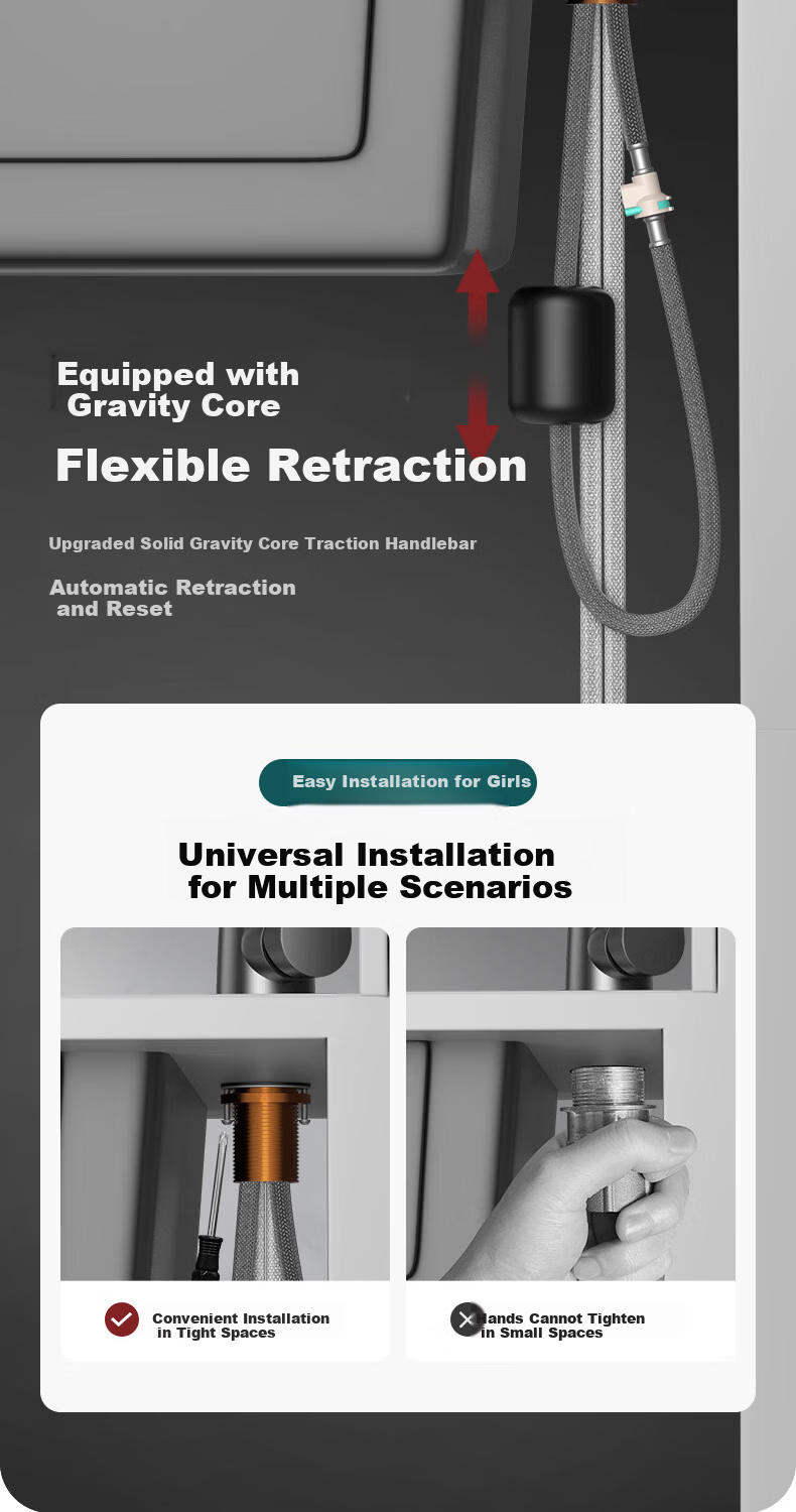 Del 28-Year Brand All-Copper Kitchen Faucet Hot and Cold Two-in-One Pull-Out Sink Tap CPCL 9