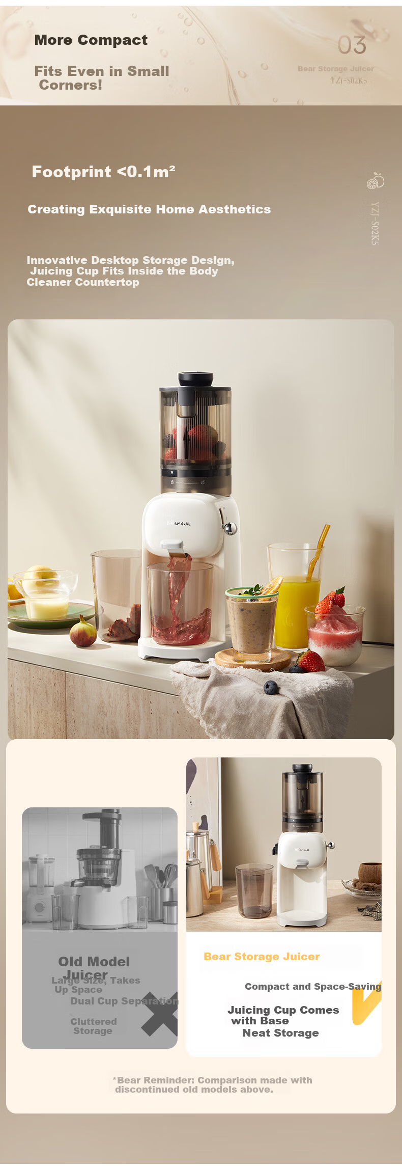 Bear NFC Fully Automatic Three-Stage Juicer Pulp and Juice Separator Multifunctional Electric Household Juice and Fruit Ice Cream Maker YZJ-S02K5 8