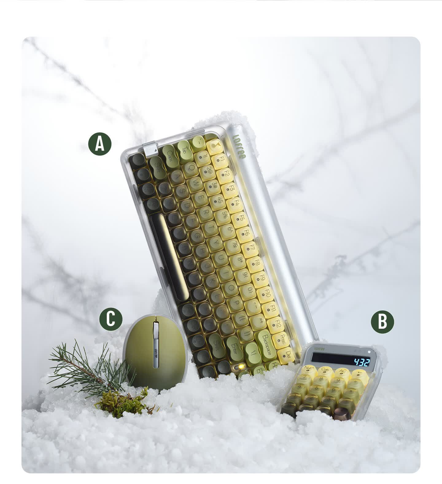 LOFREE Polar Moss 432HZ Calculator 2-in-1 Bluetooth Tri-mode Numeric Keypad 6