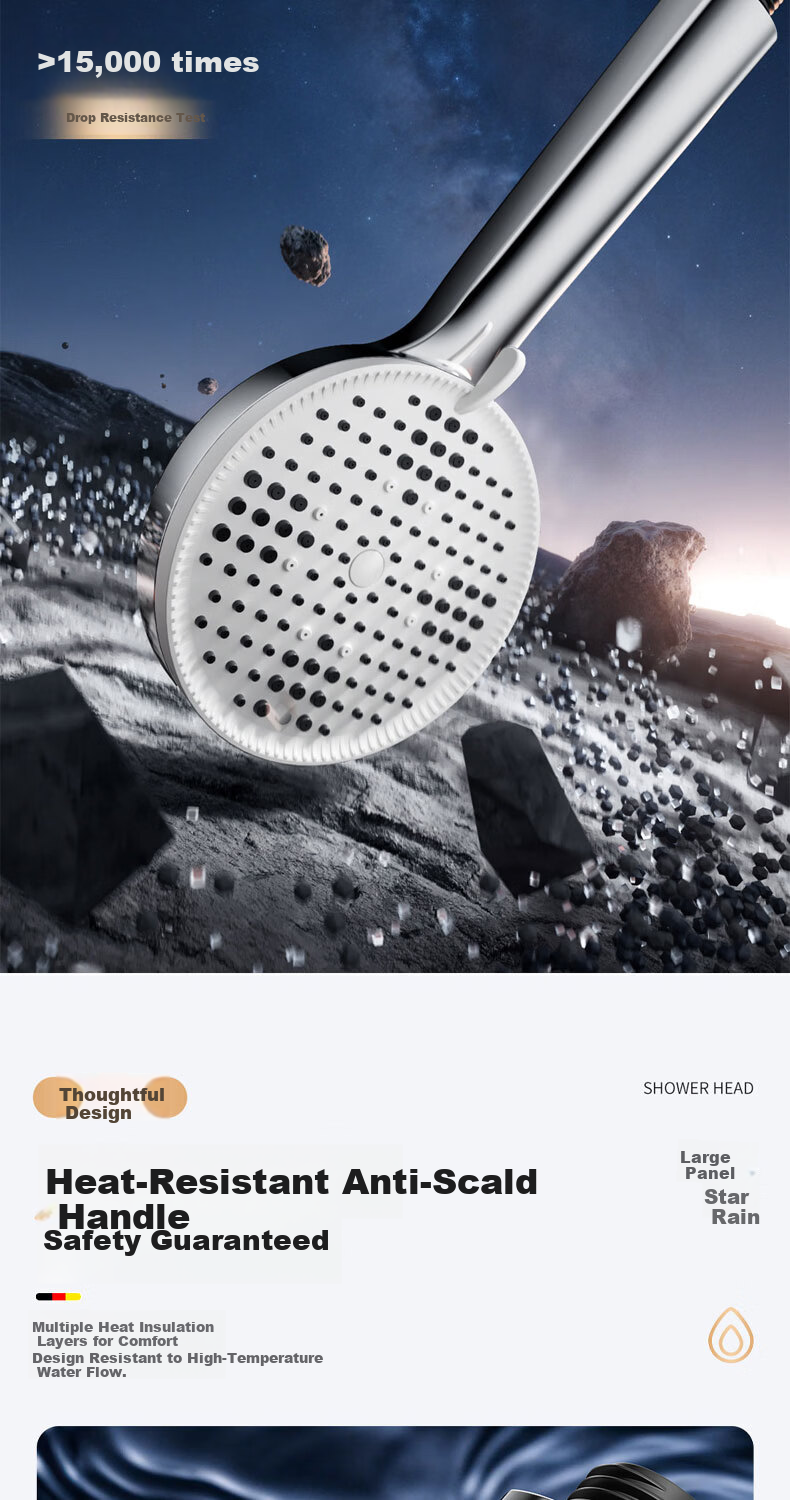 HOMK German High-Pressure Shower Head with Powerful Water Flow, Shower Sprayer, Large Water Output, Showerhead 9
