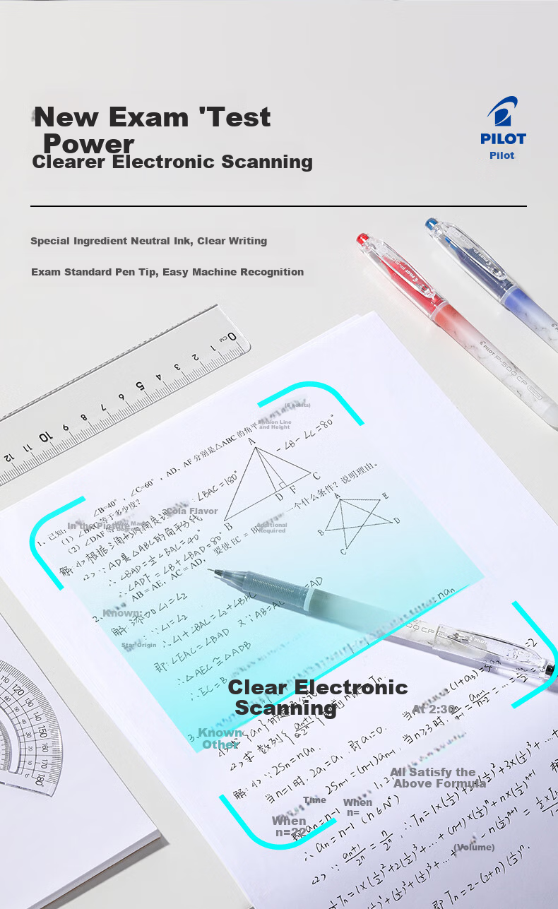 PILOT P500 CP Red 0.5mm Gel Pen Signature Pen Student Stationery Water-Based Red Pen Teacher Correction Liquid Rollerball Pen 6pcs 3