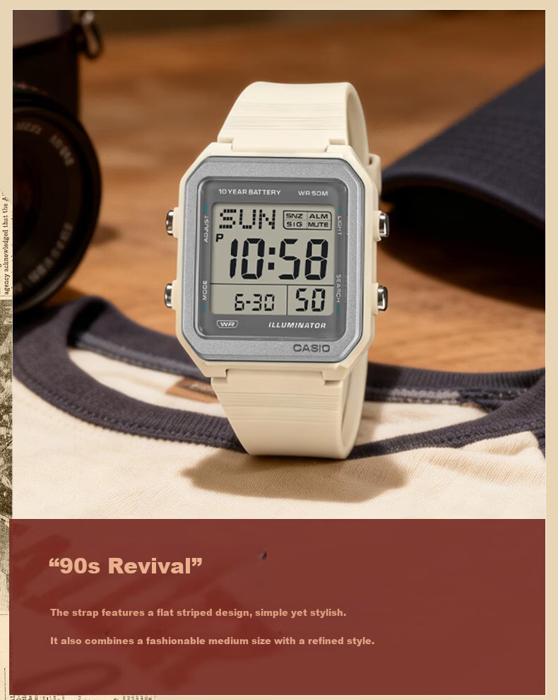 Casio Watch, Square Casual Trendy Student Sports Digital Japanese/Korean Style Watch, Father's Day Gift W-221H 4