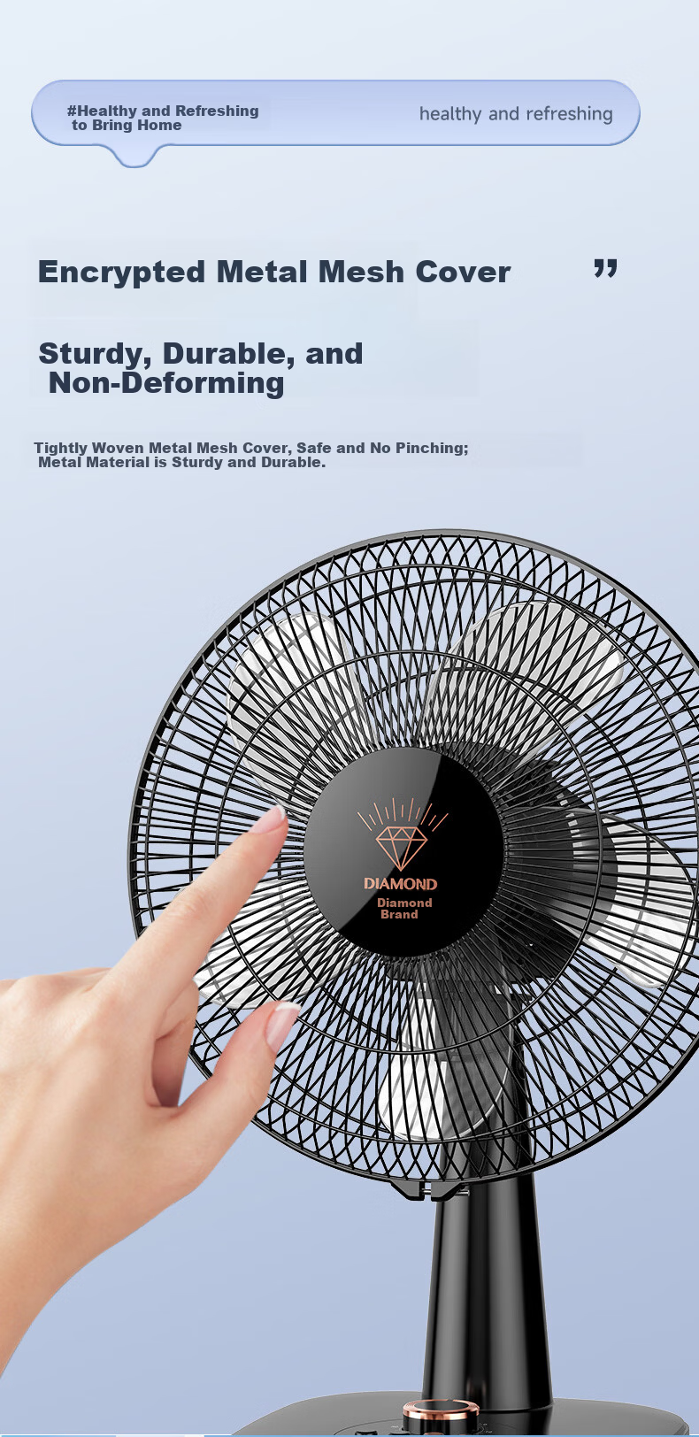 DIAMOND Diamond Brand Desktop Electric Fan Home Table Fan Dormitory Bedroom Oscillating Fan Living Room Office Energy-Saving Fan Student Desktop Fan DTS-M001 10