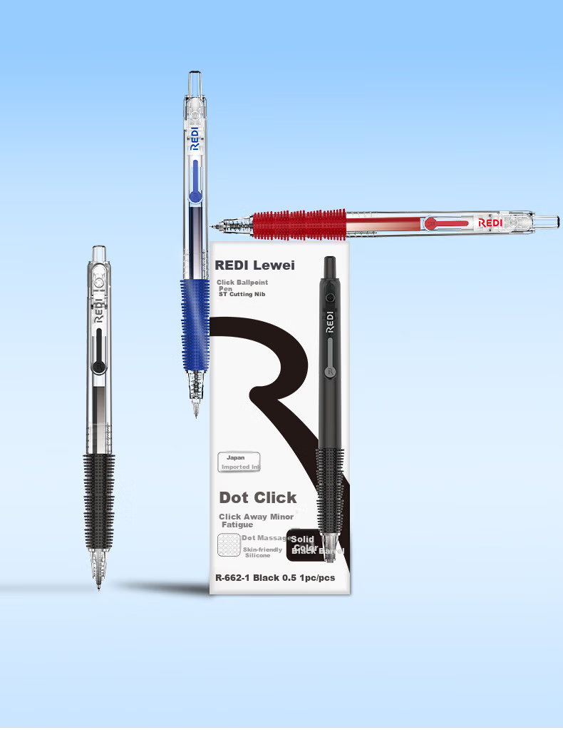 Lepusen Lewei Click Gel Pen 662 Black 0.5mm Large Capacity Retractable Pen Student Exam Writing Pen Daily Study Model 662-6 2