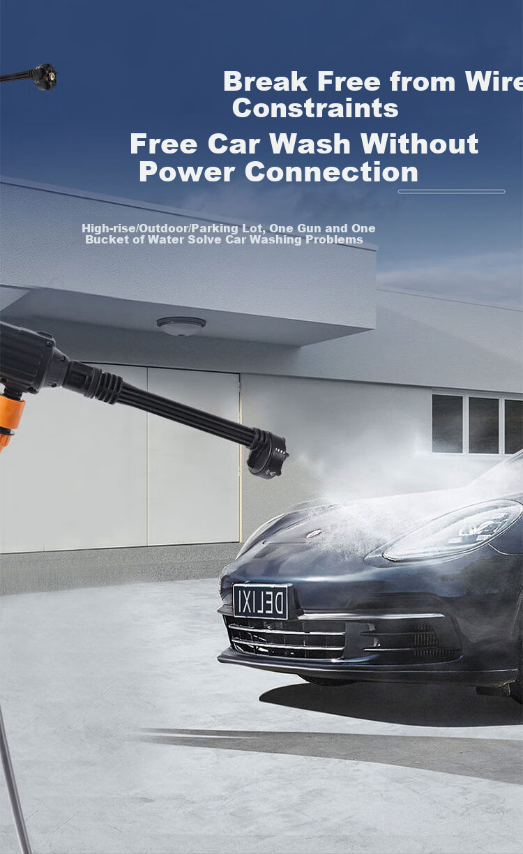 Xinwuhuan Wireless Car Washer Lithium Battery High-Pressure Water Gun Cleaning Machine Portable Brushless Motor Single Lithium Battery for Home and Garden 3