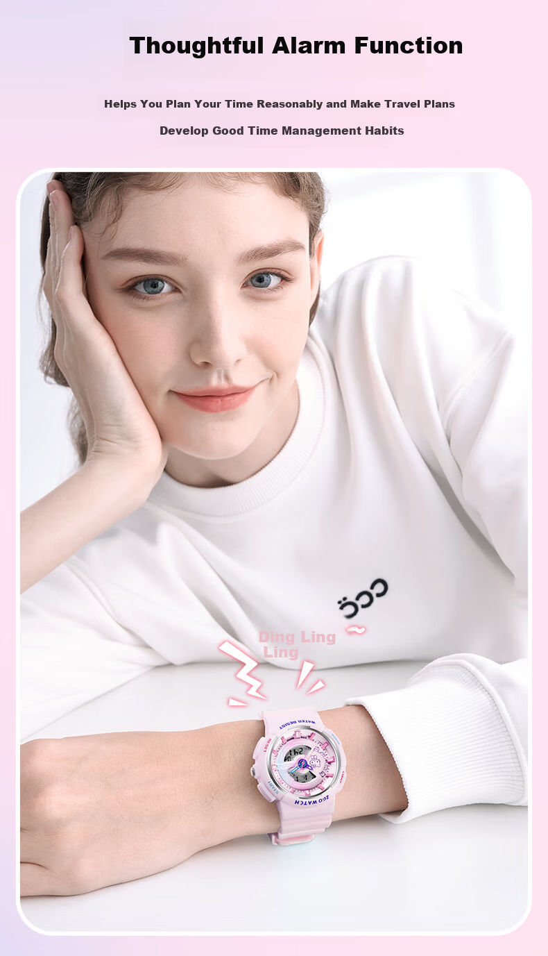 Hello Kitty Girls' Student Sports Luminous Waterproof Electronic Watch for Elementary and Middle School Children Birthday Gift for Girls 8573 10