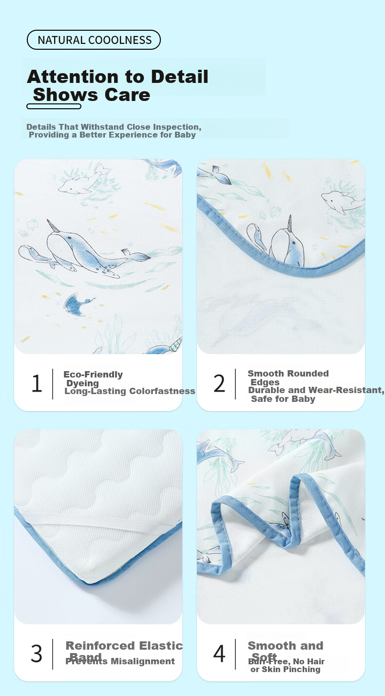 Nanjiren Baby Bamboo Fiber Cooling Mat for Crib Toddler Children's Nap Mat 65*120cm 14