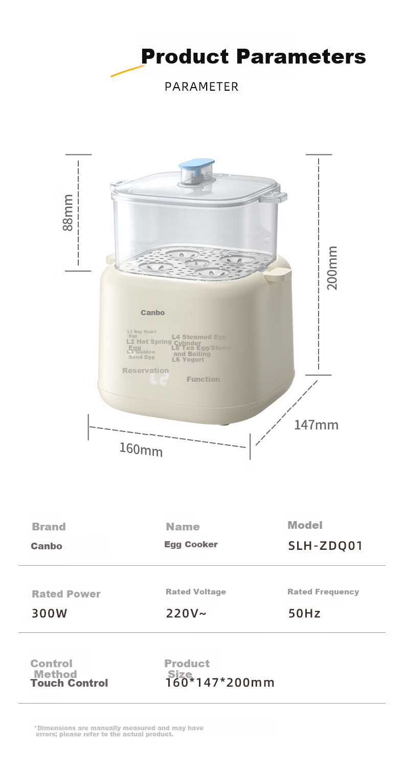 Canbo Egg Cooker Steamer Soft-Boiled Egg Maker 24H Smart Reservation Mini Steamer Breakfast Machine SLH-ZDQ01 14
