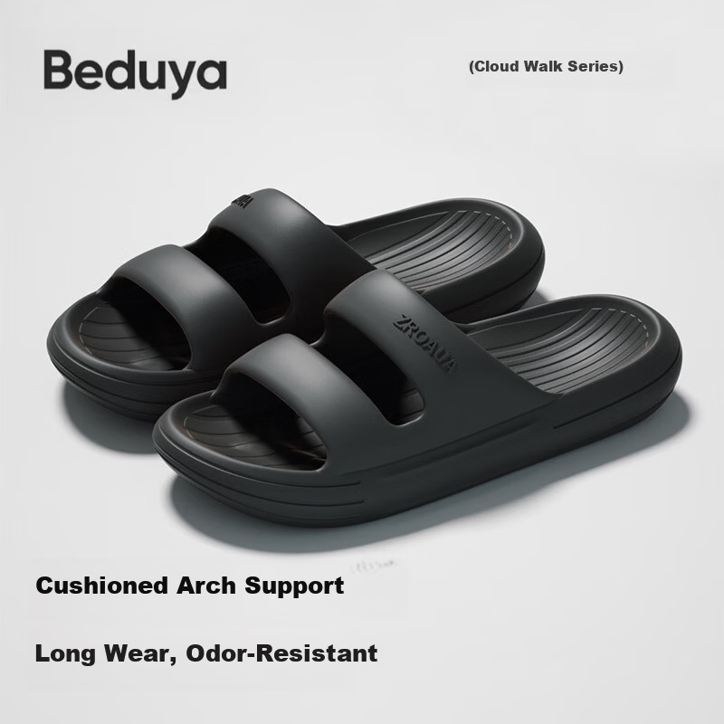 Beidouyang Men's Summer Slippers Outdoor Indoor Home Bath Non-slip Thick Soft Sole Pink Size 38-39