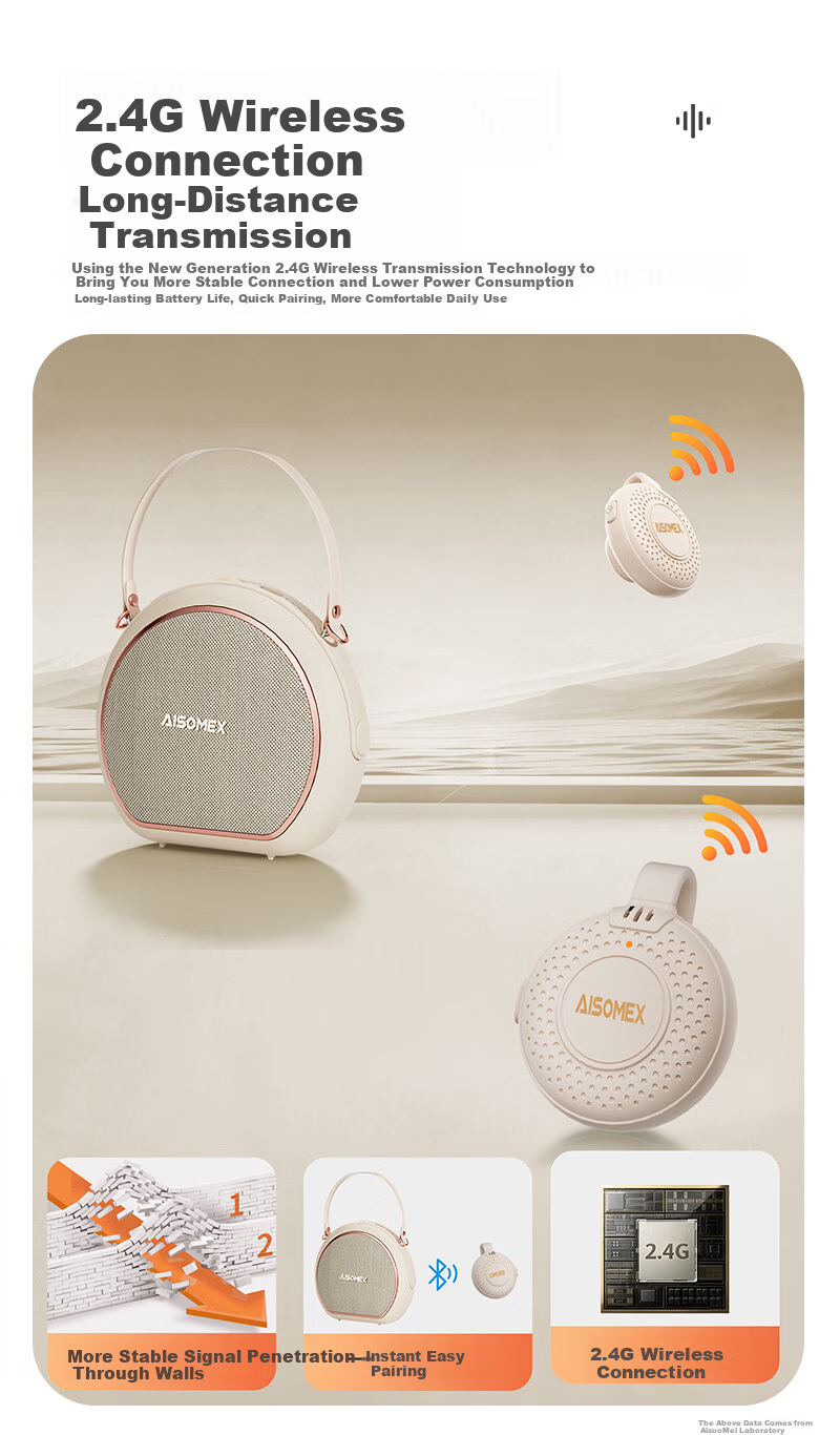 Aishuomei Little Bee Amplifier Speaker Teacher Dedicated Teaching Magnetic Clip-on Dual Microphone Tour Guide Outdoor Portable Speaker K31 Skin Color Clip-on 5